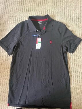 Izod Men's Black Polo with Red Trim